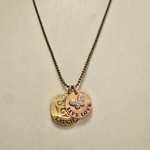 Mixed Metal Gold & Rose Gold Live Love Laugh Plated Necklace